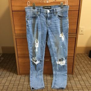 Express Girlfriend Distressed Light Wash Jeans
